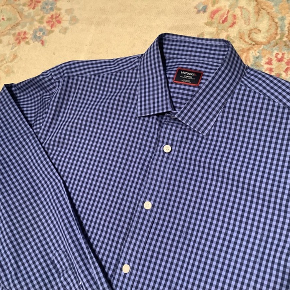 UNTUCKit Cotton Purple Gingham Dress Shirt Sz XL EUC - Picture 3 of 5